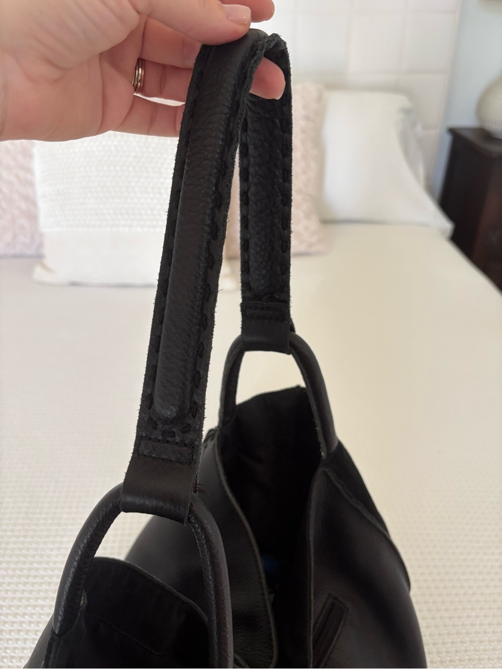 The Sak Los Feliz Black Leather & Suede Shoulder Hobo Tote Bag Boho - Picture 5 of 10